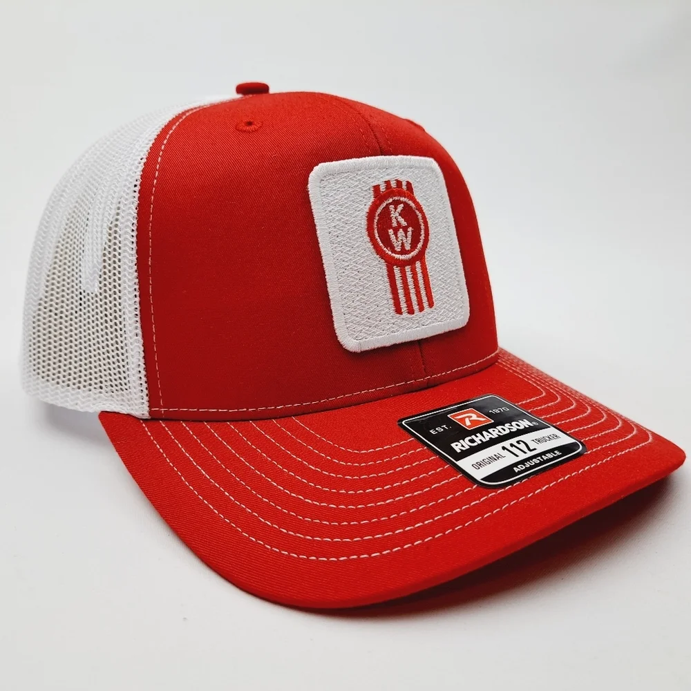Kenworth Richardson 112 Trucker Mesh Snapback Cap Hat Red Embroidered patch
